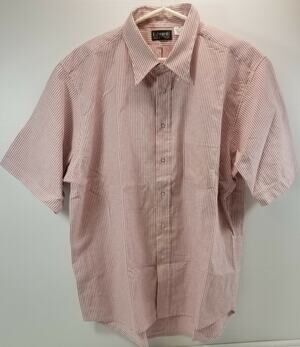 Burgundy Stripe Edwards Men's Short Sleeve Collar Work Shirt 1020-23 Size 18.5